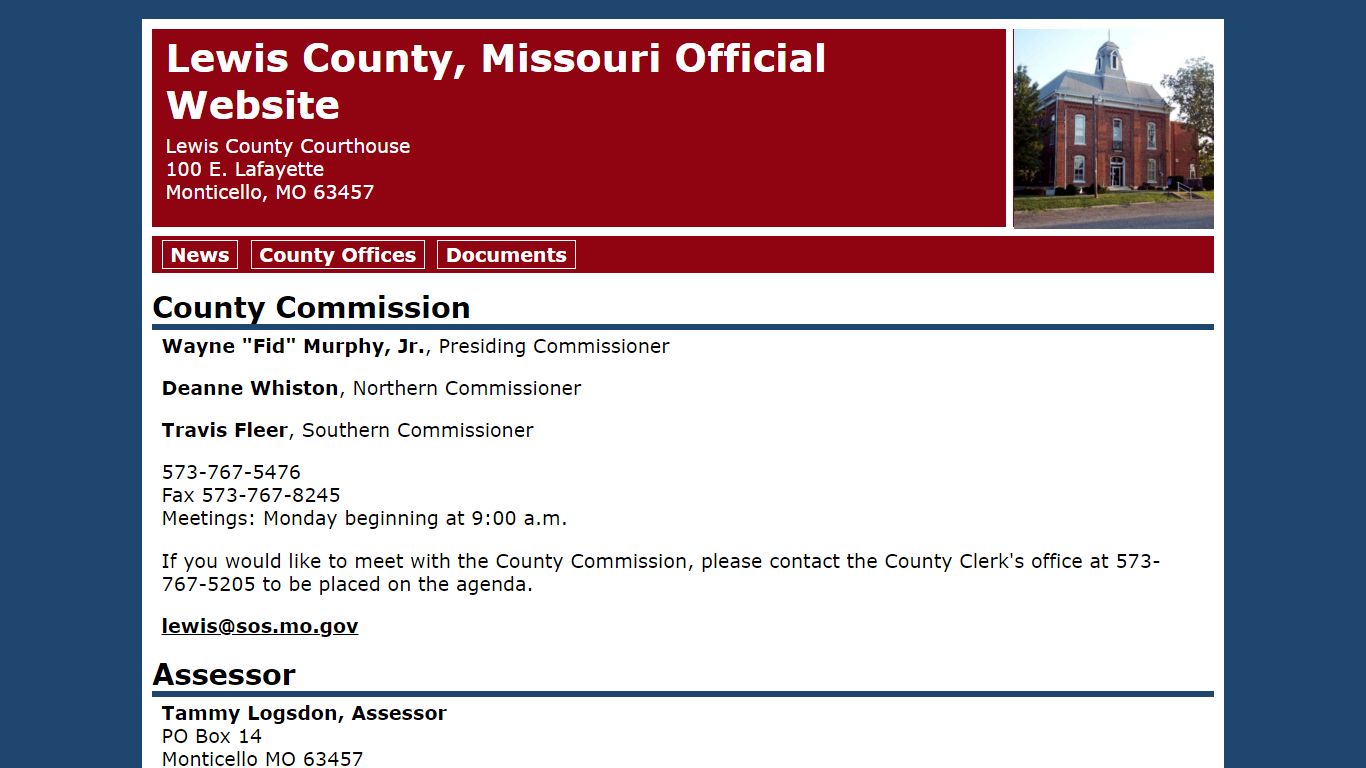 Lewis County, Missouri Official Website -- News