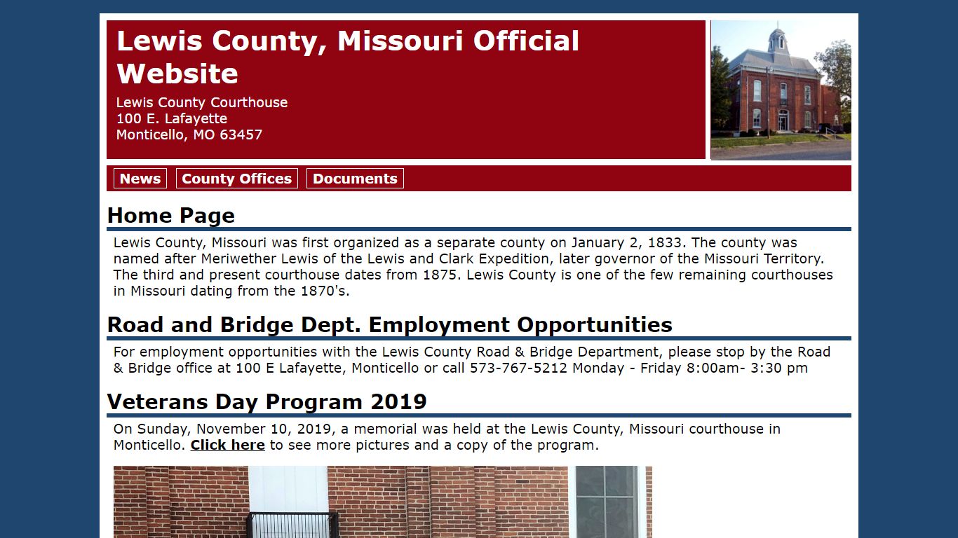 Lewis County, Missouri Official Website -- News